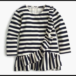 J.Crew Asymmetrical Striped Ruffle Top